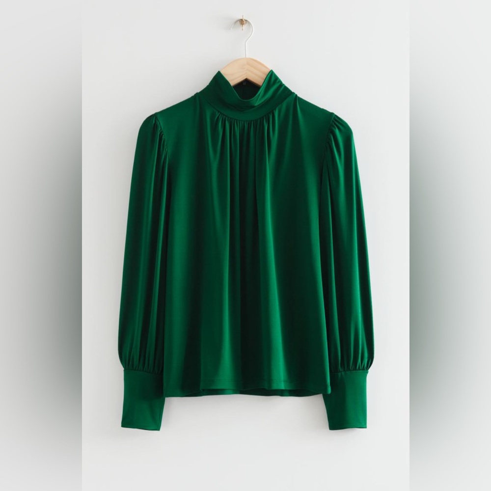 H&M Mock Neck Satin Blouse